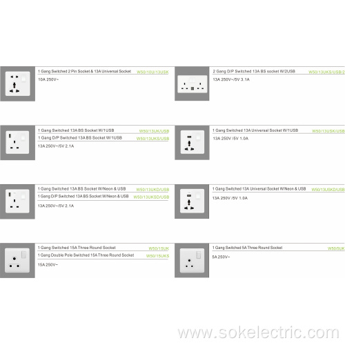 Hot sale Two Gang Bipolar Switch Sockets Neon